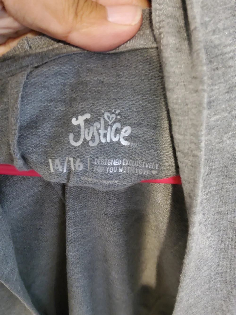 Justice Gray Girls' Hooded Top with Pink Trim
